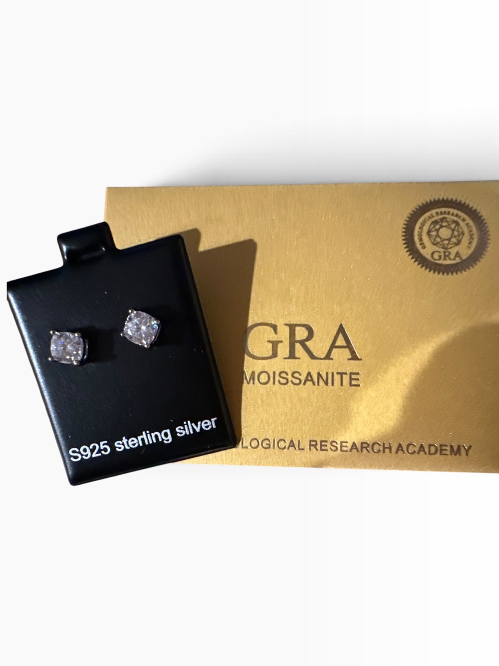 GRA Moissanite Cushion Cut Stud Earrings S925 Sterling Silver